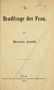 Front cover of Die Brodfrage der Frau by Marianne Hainisch