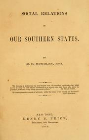 Front cover of Social relations in our southern states by Daniel R. Hundley