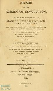 Front cover of Memoirs of the American Revolution by Moultrie, William