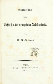 Cover of Einleitung in die Geschichte des neunzehnten Jahrhunderts by Gervinus, Georg Gottfried