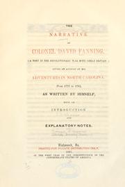 Front cover of The narrative of Colonel David Fanning by Fanning, David