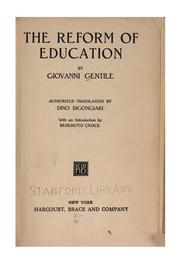 Cover of The reform of education by Giovanni Gentile