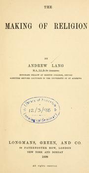 Cover of The Making of Religion by Andrew Lang