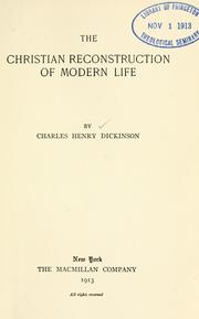 Front cover of The Christian reconstruction of modern life by Charles Henry Dickinson