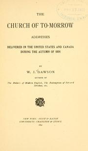 Front cover of The church of to-morrow by William James Dawson