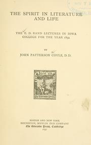 Front cover of The spirit in literature and life by John Patterson Coyle
