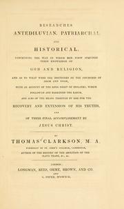 Front cover of Researches antediluvian, patriarchal and historical by Thomas Clarkson