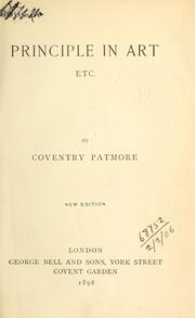 Cover of Principle in art, etc by Coventry Kersey Dighton Patmore