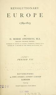 Front cover of Revolutionary Europe, 1789-1815 by Stephens, H. Morse