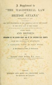 Front cover of A supplement to "The magisterial law of British Guiana", published in 1877 by Alfred John Pound