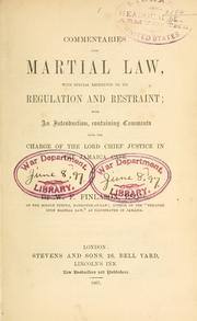 Front cover of Commentaries upon martial law by W. F. Finlason