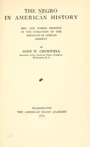 Front cover of The Negro in American history by John W. Cromwell