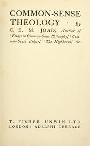 Cover of Common-sense theology by Joad, C. E. M.