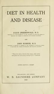 Front cover of Diet in health and disease by Friedenwald, Julius