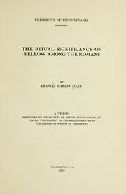 Front cover of The ritual significance of yellow among the Romans by Francis Marion Dana