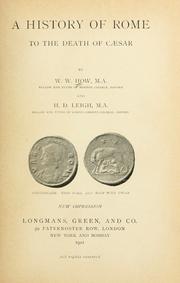 Front cover of A history of Rome to the death of Cæsar by W. W. How