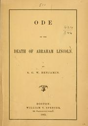 Front cover of Ode on the death of Abraham Lincoln by Samuel Greene Wheeler Benjamin