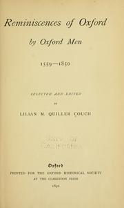 Front cover of Reminiscences of Oxford by Lilian M. Quiller-Couch