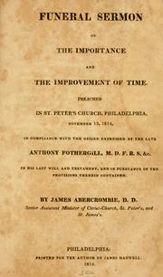 Front cover of Funeral sermon on the importance and the improvement of time by Abercrombie, James