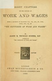 Cover of Eight chapters on the history of work and wages by James E. Thorold Rogers