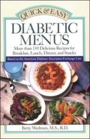 Front cover of Quick & easy diabetic menus by Wedman-St. Louis, Betty.
