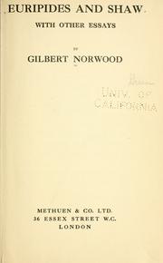Cover of Euripides and Shaw with other essays by Norwood, Gilbert