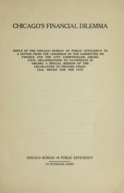 Front cover of Chicago's financial dilemma by Chicago Bureau of Public Efficiency.