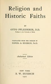 Front cover of Religion and historic faiths by Pfleiderer, Otto