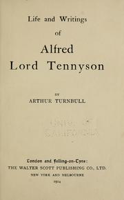 Front cover of Life and writings of Alfred, Lord Tennyson by Arthur Turnbull