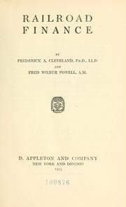 Front cover of Railroad finance by Cleveland, Frederick Albert