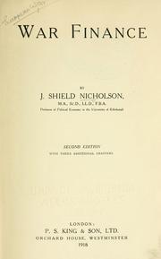 Cover of War finance by J. Shield Nicholson