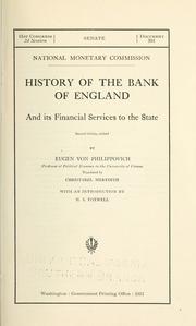 Cover of History of the Bank of England and its financial services to the state by Eugen von Philippovich