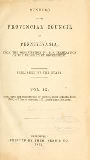 Front cover of Minutes of the Provincial Council of Pennsylvania by Pennsylvania. Provincial Council