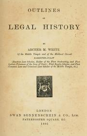 Front cover of Outlines of legal history by Archer M. White