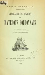 Front cover of Glossaire du patois des matelots boulonnais by Ernest Deseille