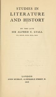 Front cover of Studies in literature and history by Alfred Comyn Lyall