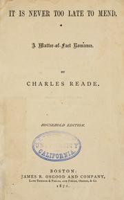 Front cover of It is never too late to mend by Charles Reade