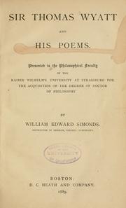 Front cover of Sir Thomas Wyatt and his poems .. by Simonds, William Edward