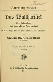 Front cover of Das Waltharilied by Ekkehard I Dean of St. Gall