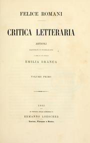 Cover of Critica letteraria [di] Felice Romani by Felice Romani