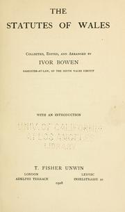 Front cover of The statutes of Wales by Wales.