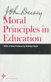 Cover of Moral principles in education by John Dewey