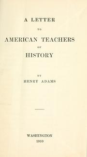 Front cover of A letter to American teachers of history by Henry Adams