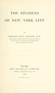 Front cover of The finances of New York City by Edward Dana Durand