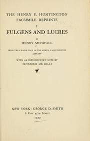 Front cover of Fulgens and Lucres by Henry Medwall