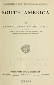 Front cover of Carpenter's new geographical reader; South America by Frank G. Carpenter