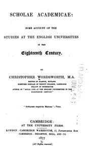 Cover of Scholae academicae by Wordsworth, Christopher