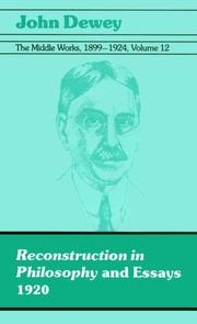 Front cover of The Middle Works of John Dewey, Volume 12, 1899 - 1924 by John Dewey