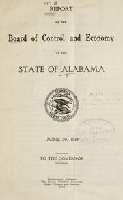 Front cover of Report of the Board of control and economy of the state of Alabama by Alabama. State Board of Control and Economy.