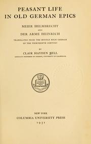 Front cover of Peasant life in Old German epics by Bell, Clair Hayden